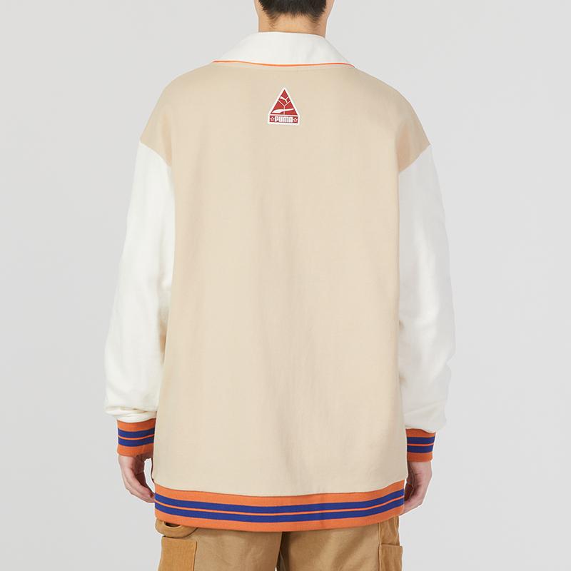 Puma Team Badge V-Neck Jacket With Contrast Logo Print Casual Knit Unisex Jacket Khaki 677374-67
