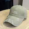 Personalized ripped baseball cap female alphabet embroidery summer cap men's sunscreen enlarged and widened brim sun hat tide