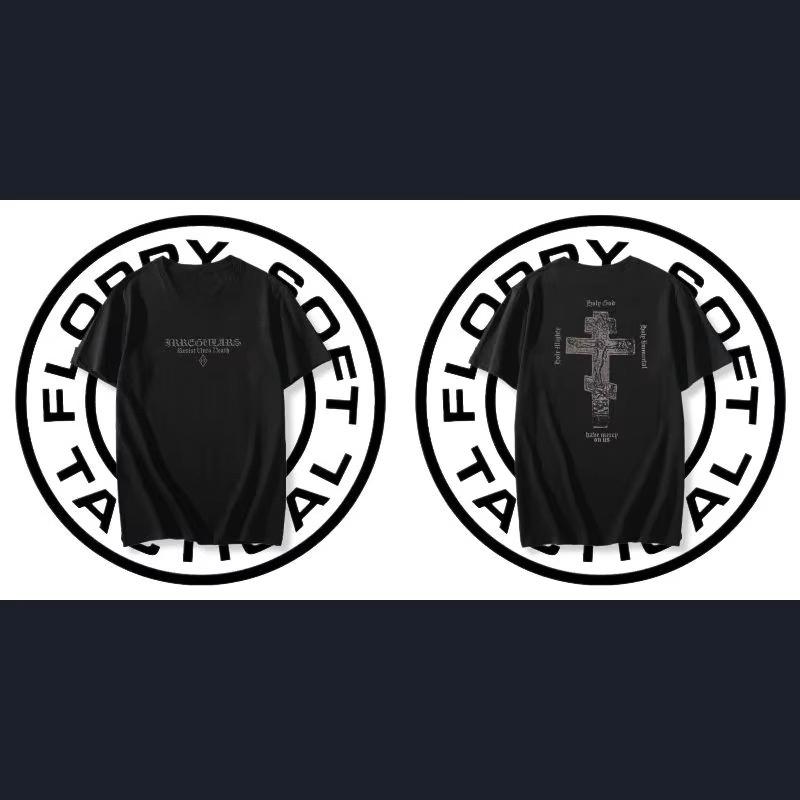 

Персоналізований одяг у військовому стилі для вулиці, повсякденний, спортивний топ, принт хрест на спині, тактична бавовняна футболка з коротким рукавом, унісекс 4XL