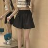 2023 New Women's High Waist Elastic Wide Leg Summer Shorts - Korean Style, Slim Fit, Solid Color, Casual & Versatile
