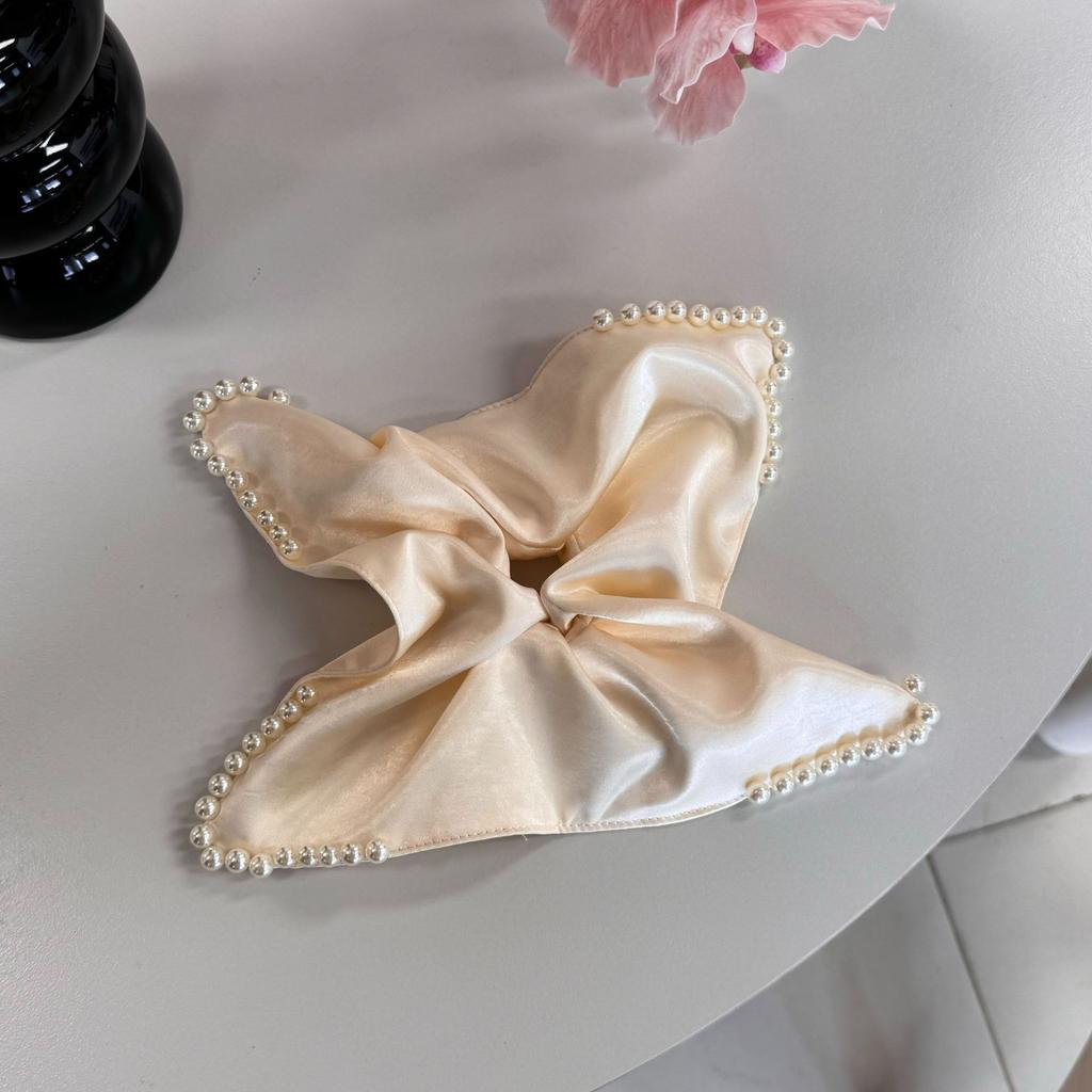 Französisches Perlen-Haargummi, Eleganter Stil, Darm-Haargummi, Haargummi für niedrigen Pferdeschwanz, Hochwertige Haaraccessoires