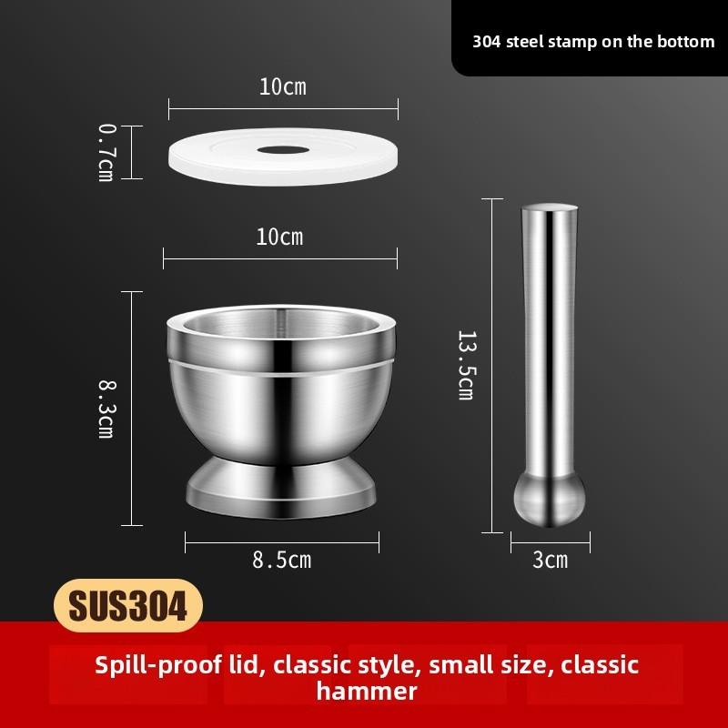 Garlic Grinder 304 Stainless Steel Heavy Duty Mortar Bowl With Non Slip Base For Asian Cooking