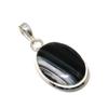Black Banded Agate Gemstone Pendant, Natural Black Banded Agate Gemstone Handmade 925 Sterling Silver Pendant For Women Pendant For Gifts