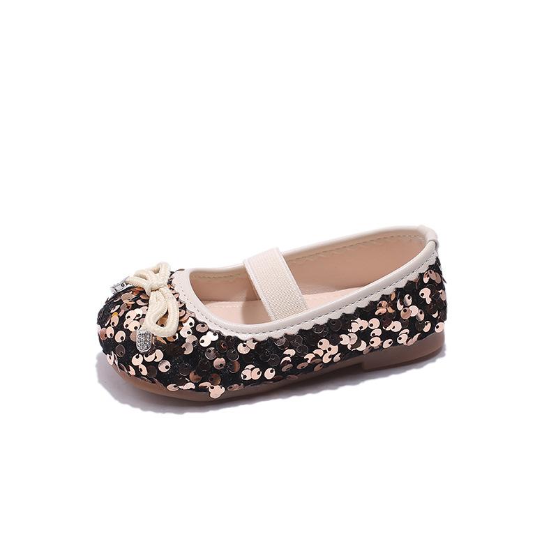 2026Spring and Autumn New Style Children's Girls' Leather Shoes Princess Shoes Fashionable Sequin Leather Shoes Children's Dance Shoes