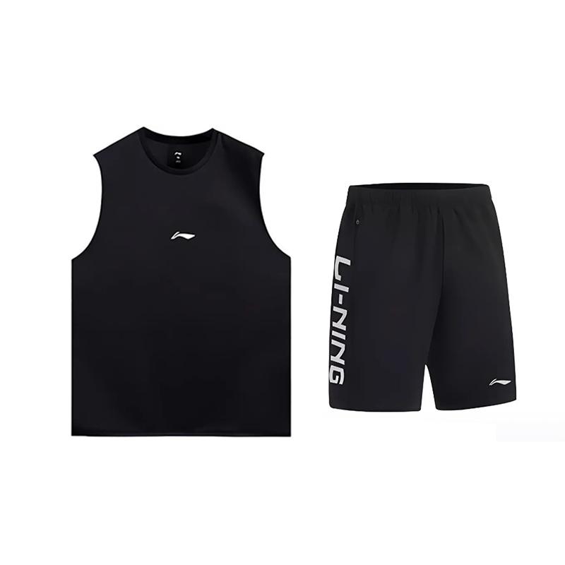 

Li-Ning Solid Color Quick-Dry Breathable Vest Casual Sports Set Unisex Sports Set Black YVSV027-2+YKSV115-1 M