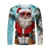 Spring and Autumn Round Neck 3D Printed Top Christmas Costume Fashionable Casual Long Sleeved Men's T-shirts