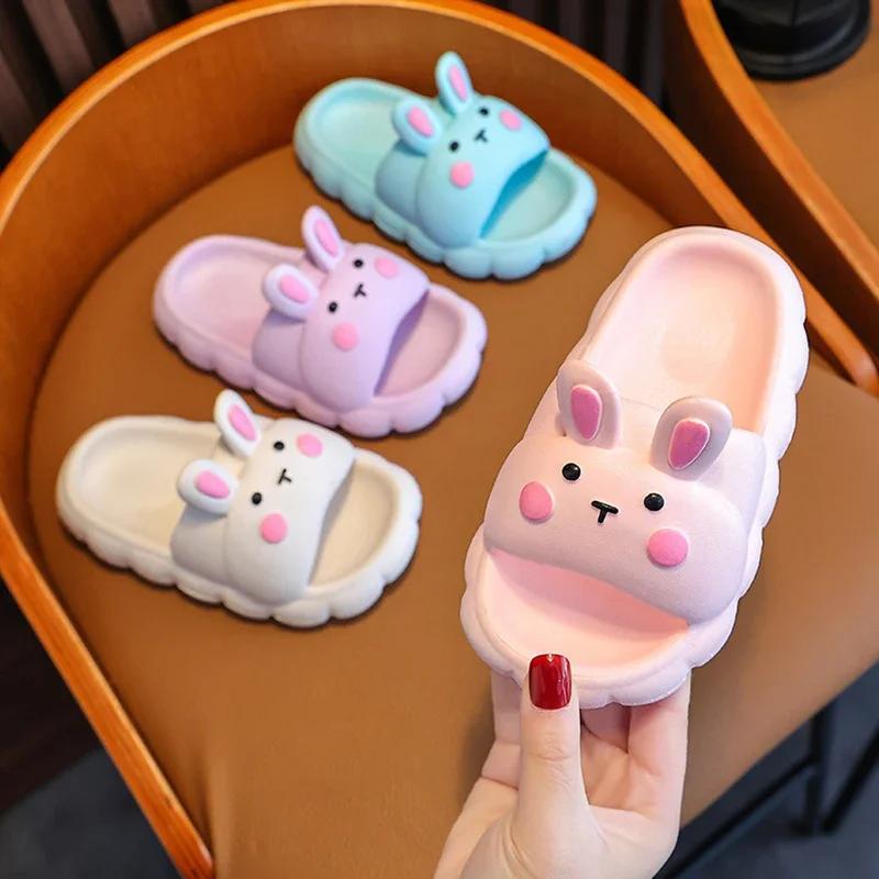 Pantuflas para Niños Verano Niñas Dibujos Animados Conejo Antideslizantes Suelas Blandas Para Niños Interior Hogar Niños Pequeños Bebé Sandalias