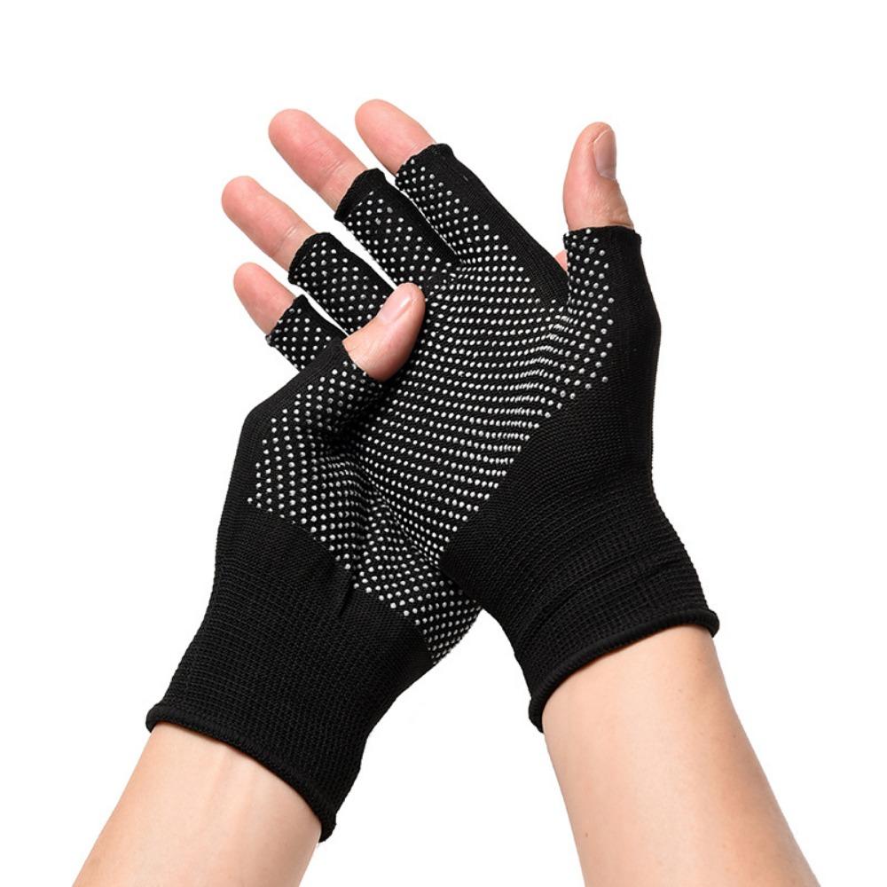

Breathable Nylon Non-Slip Dot Grip Gloves, Lightweight Black with White Dots for Men & Women