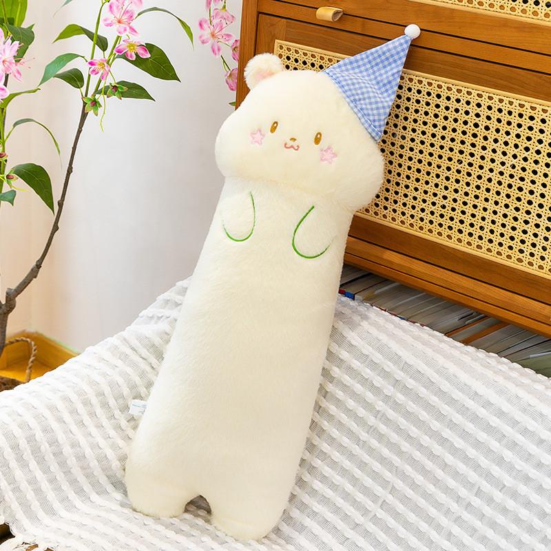 Plush Star Cat Long Animal Pillow With Sleepcap Design For Girls Sleep Relaxation Bedside Support