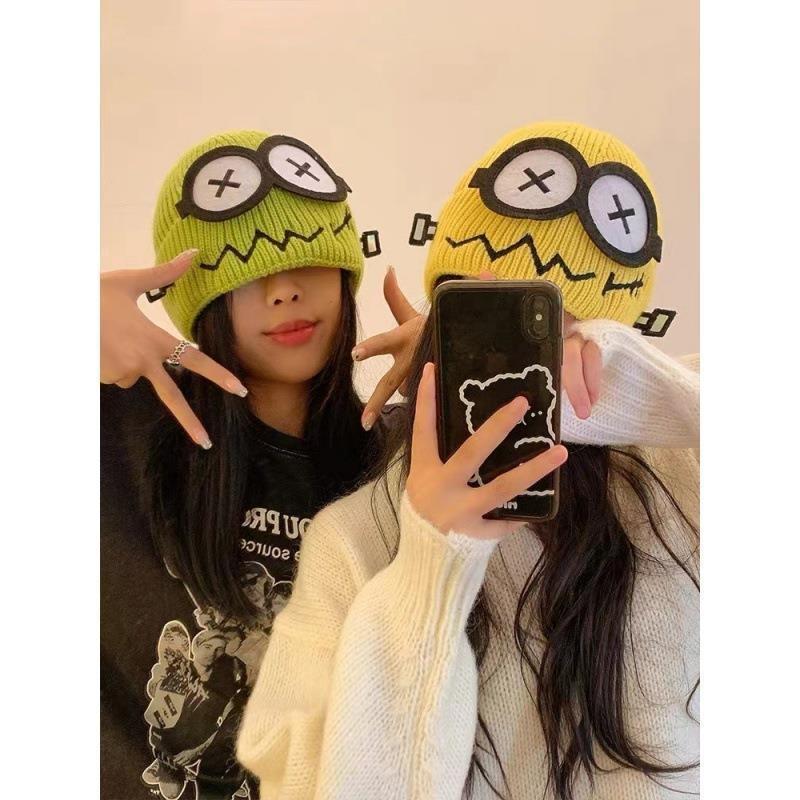 Adorable Cartoon Knit Beanie Hat For Women Warm Ear Protection Winter Headwear