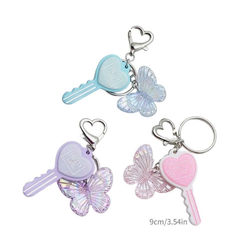 Colorful Resin Keychain Candy Colored Heart Key Butterfly Keyring Phone Charm Jewelry for Fashionable Individuals