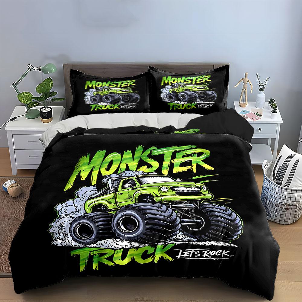 Monster Truck Graphic Design. Bedding Sets Duvet Cover Sets Duvet Covers Pillowcases(1* Duvet Cover 2* Pillowcases Without Duvet Insert)