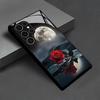 Moon Night Red Rose Pattern Glass Phone Case Suitable for Samsung Galaxy S26 S25 S24 S22 S21 S20 FE/Ultra/Plus Anti Drop