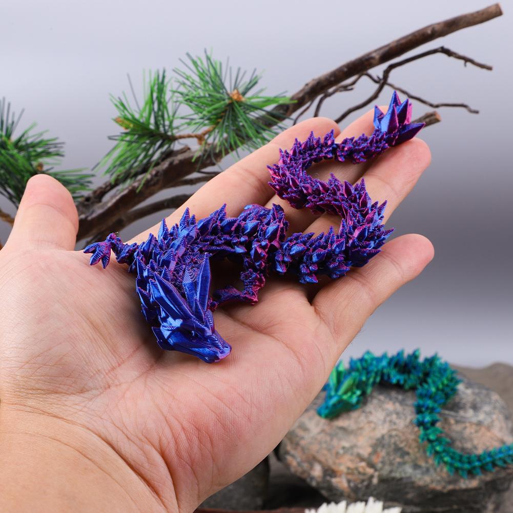 4PCS 3D Printed Gem Dragon Rotatable Articulated Dragon Crystal Figures Action Toy Desktop Ornament Birthday Gifts for Kids