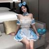 Maid Sexy Blue Mini Extreme 6 Piece Set [YAISHN] Costume, Cosplay, Lace, Frills, See-Through, Skirt, Cosplay, Halloween, T-Back, Exposure, Erotic,