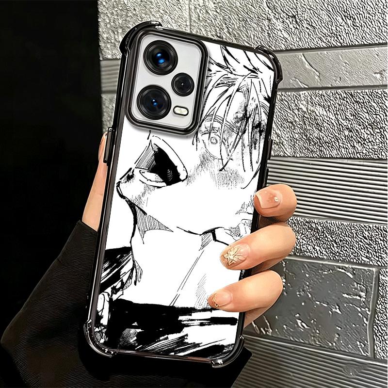 Cool Black JUJUSU Anime Soft Phone Case For Xiaomi Redmi Note 14 15 Pro Plus 13 12 11S 11T 5G 10 9S 9 Plating Anti-Fall Fundas