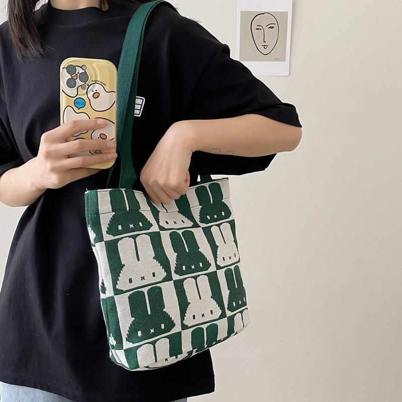 Canvas Bag Female Year of the Rabbit Rabbit Lightweight and Cute Large-capacity Shoulder Bag 2025 Spring and Summer Leisure Shopping Cloth Bag