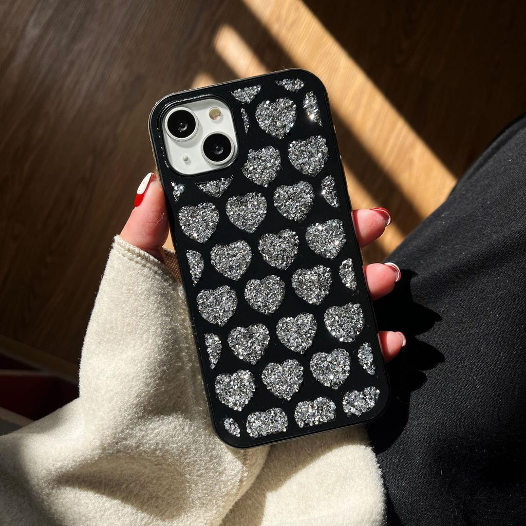 Cold Wind Full Screen Love Flash Diamond Suitable for Apple 13 Mobile Phone Case iPhone14 Fashion 12promax Luxury 11