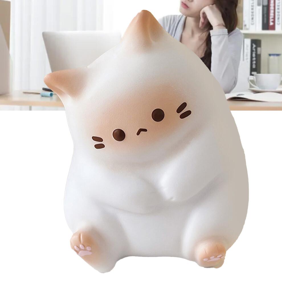 Cute Cat Squeeze Toy, Soft PU, Bright White, Safe, Decorative