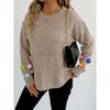 Women European Size Long Sleeve Crew Neck Crochet Flower Patchwork Pullover Sweater