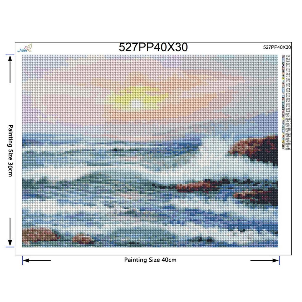 Diamond Painting Needlework Full Drill  Diamond Embroidery Sea Scenery Cross Stitch Sewing Needles