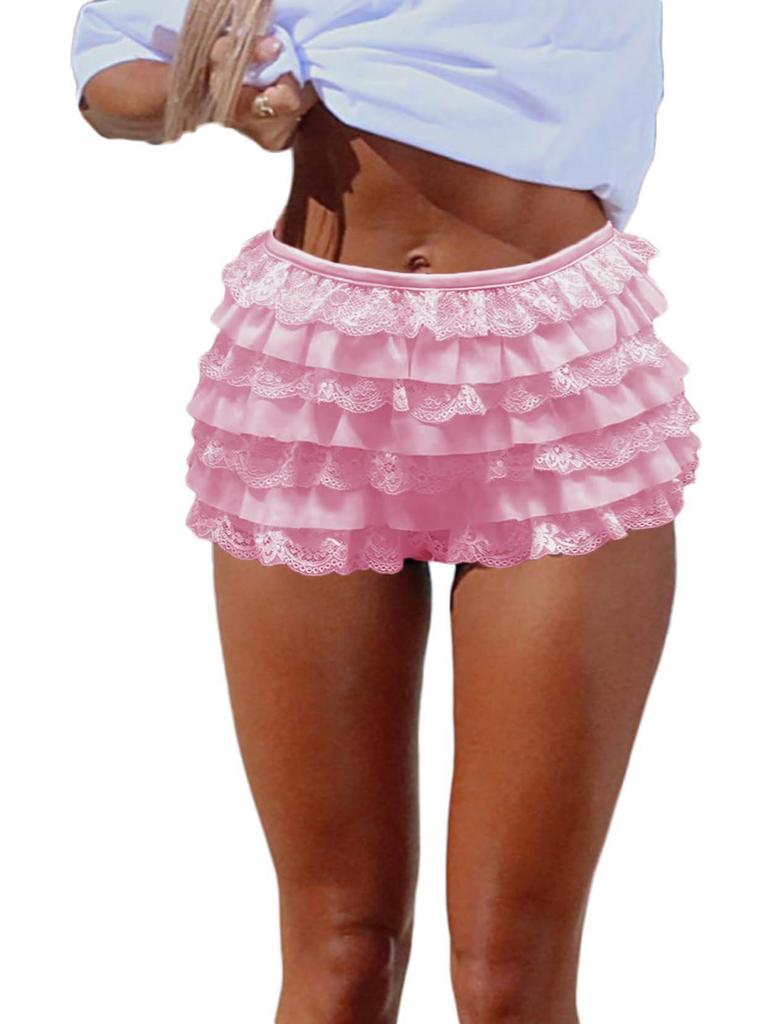 2025 Retro Lace Patchwork Skirt Shorts: Cross-Border Spicy Girl Spring/Summer Women's Hot Pants