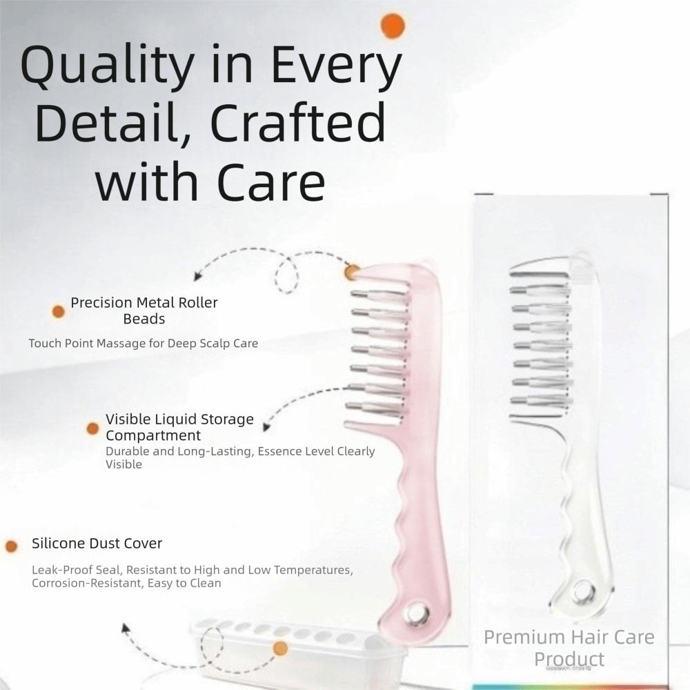 Rolling Metal Teeth Scalp Liquid Guide Comb Anti-Static Essential Oil Applicator Scalp Beard