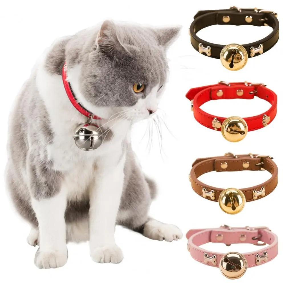 Weiches Leder Hunde Spazierhalsband Haustier Pfotenabdruck Knochen Katze Glockenhalsband Für Kleinen Hund Kätzchen