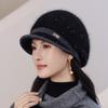 Elegant Beret Women's Autumn and Winter Double-layer Wool Hat Thermal Ear Protection Mother Knitted Hat