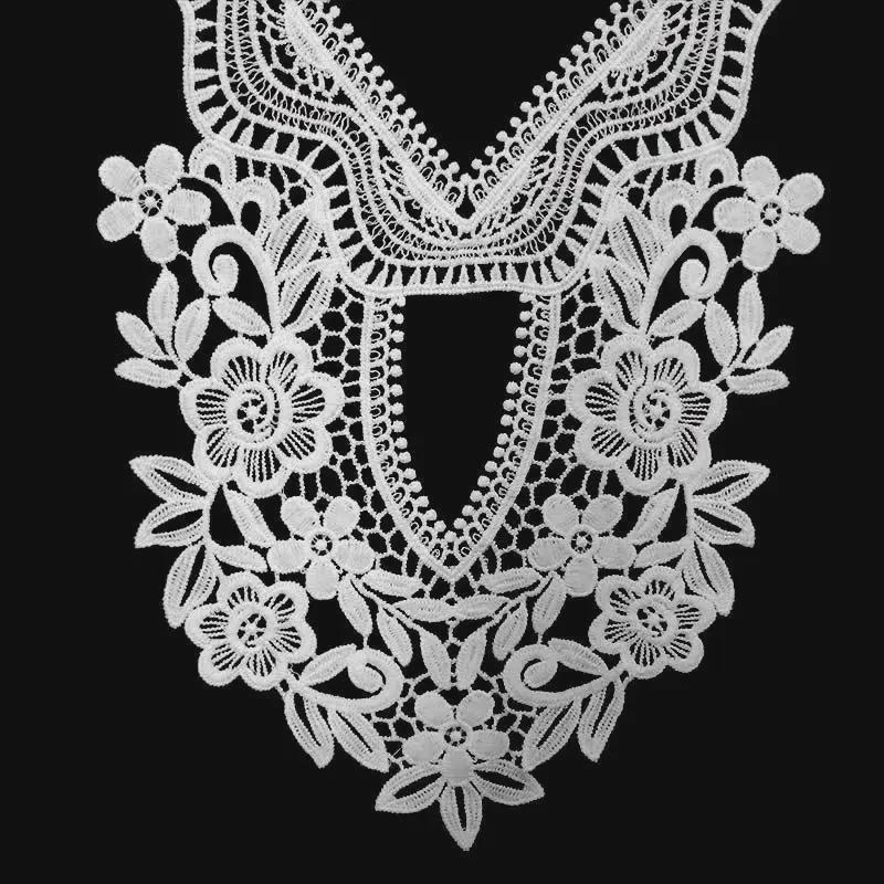 3D Vyšívaná Krajka z Mléčného Hedvábí Korsážový Límec