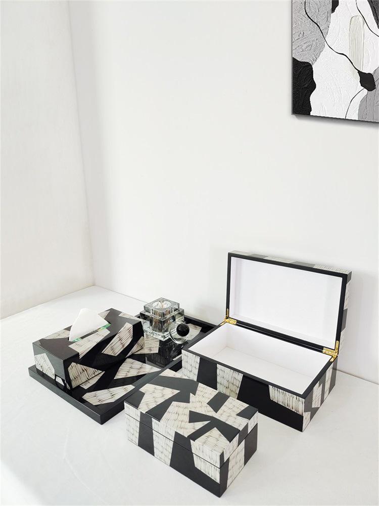 Nordic Minimalist Wooden Jewelry Box & Tissue Tray Decor for Bedroom/Living Room