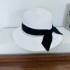 Small Fresh Pearl Bow Dome Sunscreen Straw Hat Basin Hat Bucket Hat Women's Straw Woven Travel Straw Hat