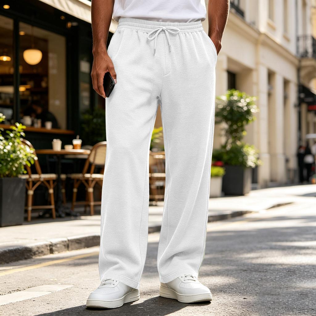 Men's Drawstring Elastic Waist Sweatpants - Color Loose Fit Joggers for Sizes