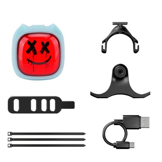 Bicycle Expression Tail Light with Brake Sensor Waterproof USB Rechargeable Universal MTB Road Mountain Bike Cycling Night Riding Warning Rear Lamp