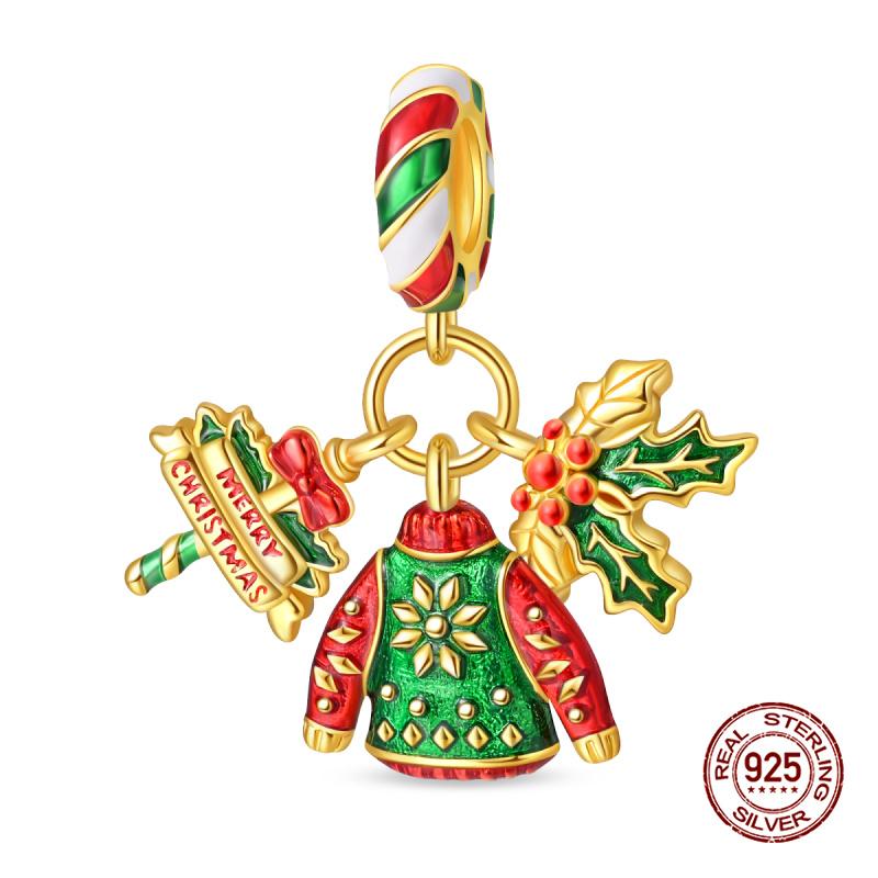 New In Fashion Copper Christmas Series Little Elk Charm Beads Fit 3Mm Original Bracelet Necklace For Women Diy Jewelry Gifts