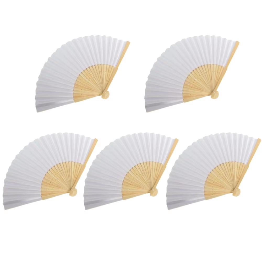 1-50PCS Bamboo Folding Fan Solid Color DIY Drawing Painting Fan Handheld Folded Fan for Home Dancing Party Wedding Decoration
