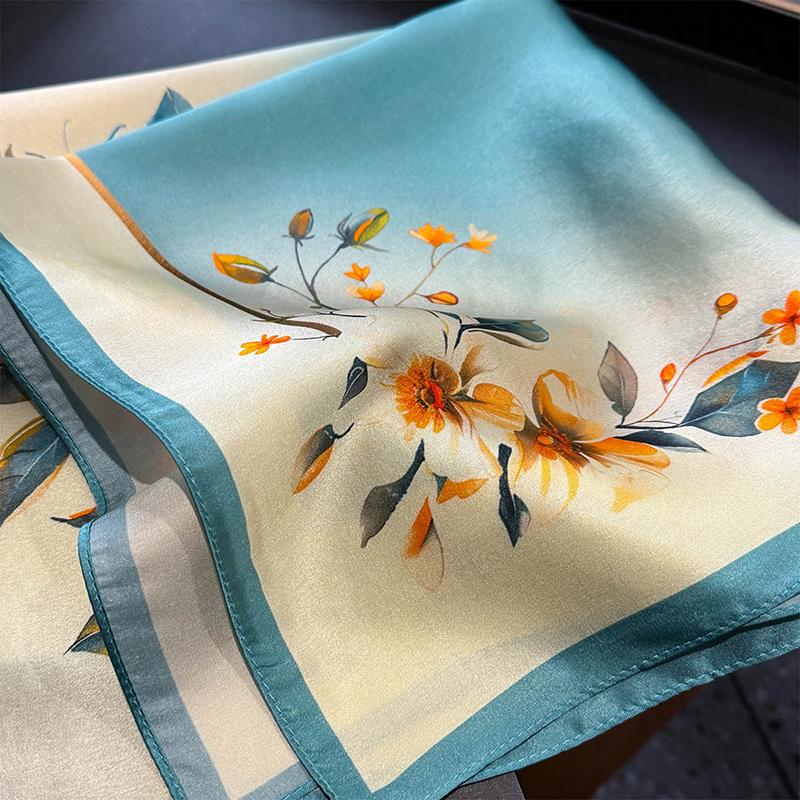 100% Silk Scarf Bandana Women Square Scarves Wrap Kerchief Mulberry Silk Spring Fashion Luxury High Quality Headband Hijab Shawl