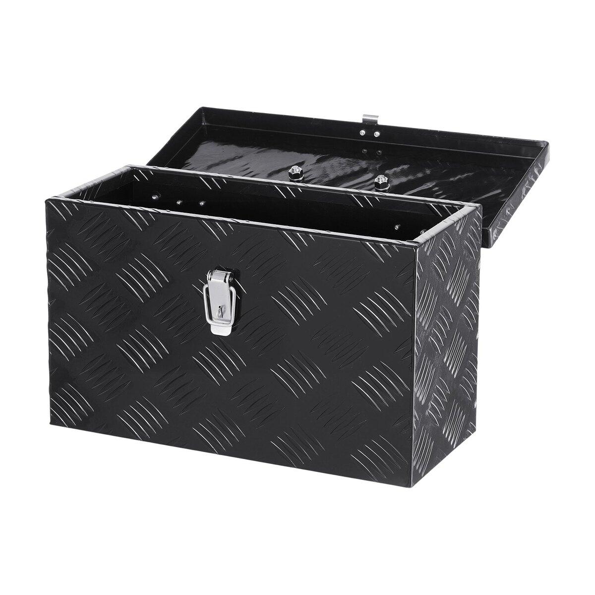 Cutie de scule din aluminiu rezistentă pentru bena camion, 16 x7.5 x10 , pentru camionetă/RV, Negru