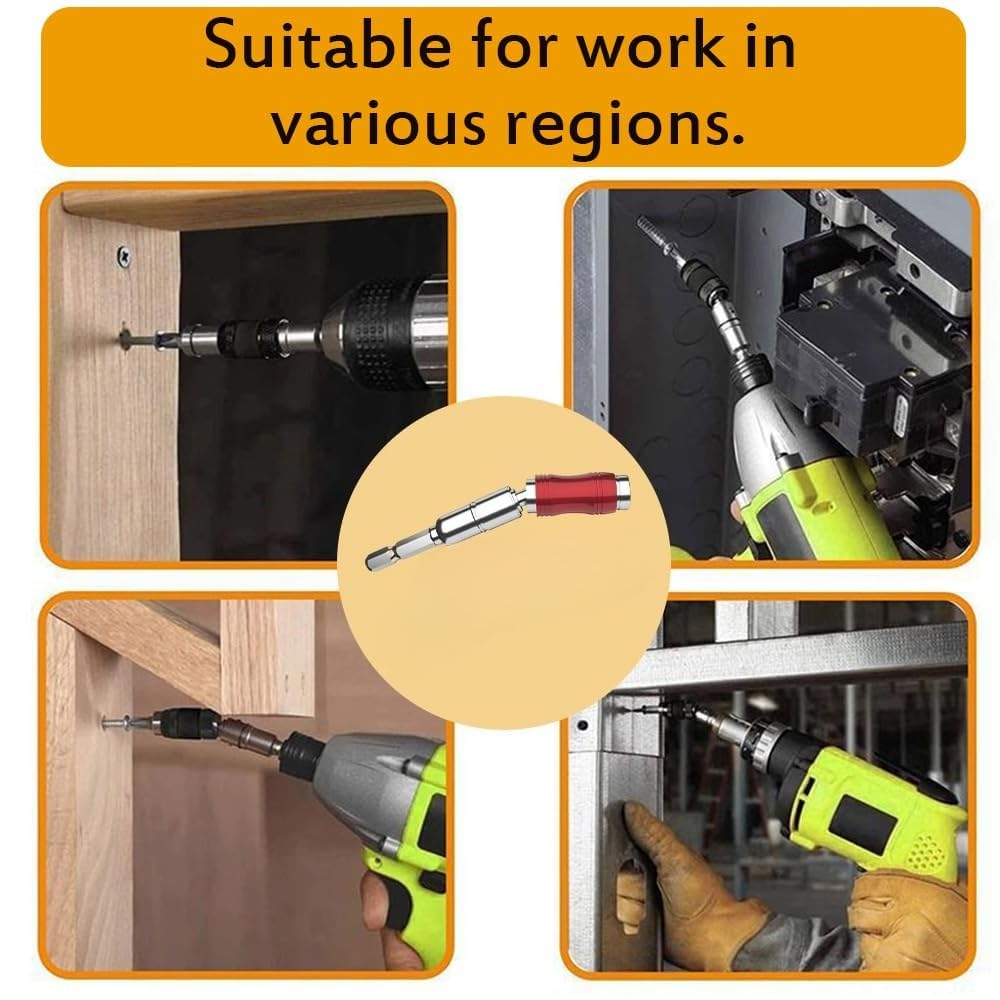 360° Flexible Drill Bit Extension, Universal Swivel Screwdriver Bit Holder, Impact Resistant Angle Driver for Tight Spaces