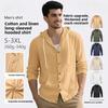 Loose-fit Linen Casual Minimalist Beach Long-sleeved Hooded Shirt for Men