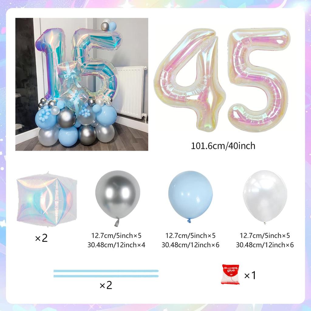 Colorful Rainbow Balloon Set Digital Transparent Colorful Aluminum Film Balloon Commemorative Day Birthday Party Decoration