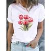 Cute Floral Print T-shirt Ladies Fashion Short-sleeved Clothing Casual Loose Top