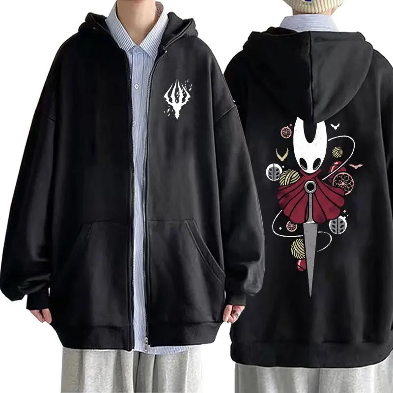 Φούτερ με Φερμουάρ Hollow Void Hollow Knight Ανδρική Μόδα Φούτερ με Κουκούλα Όλα τα Στυλ Άνδρες Γυναίκες Anime Μαύρο Φαρδύ Ζακέτα με Φερμουάρ