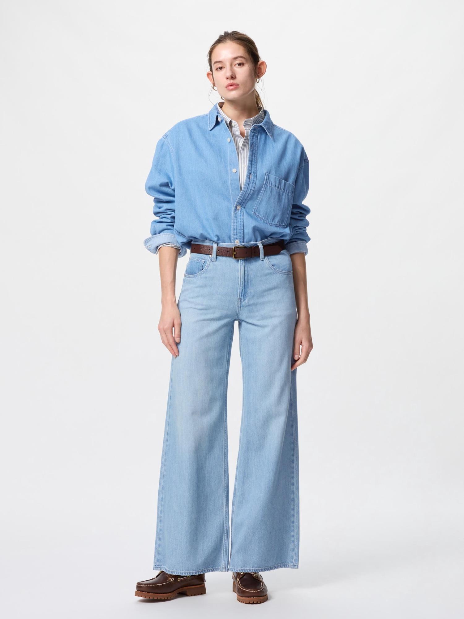 

Uniqlo Довгі джинси з широким кльошем у Японії 63 BLUE/36
