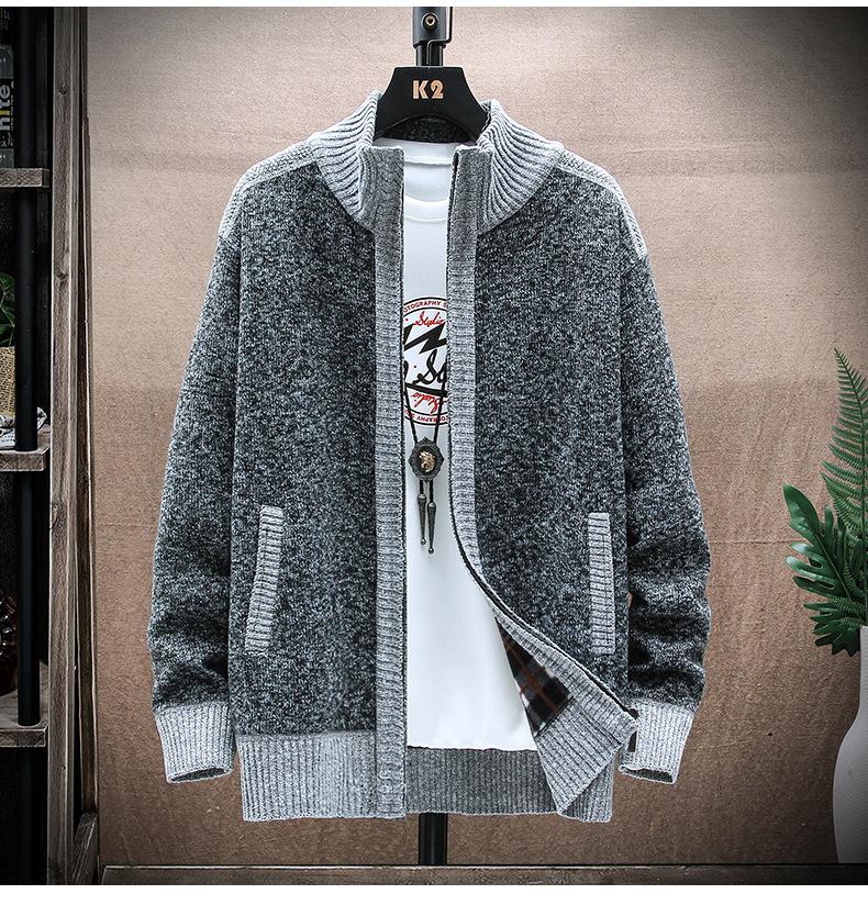 Fall and Winter Warm Sweater Coat Stand-up Cardigan Knitted Sweater Casual Knittwear Sweatercoats Male