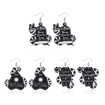 Gothic Skull and Serpents Totem Earrings Elegant Acrylic Earrings with Skull and Snake Totem Perfect for Themed Event