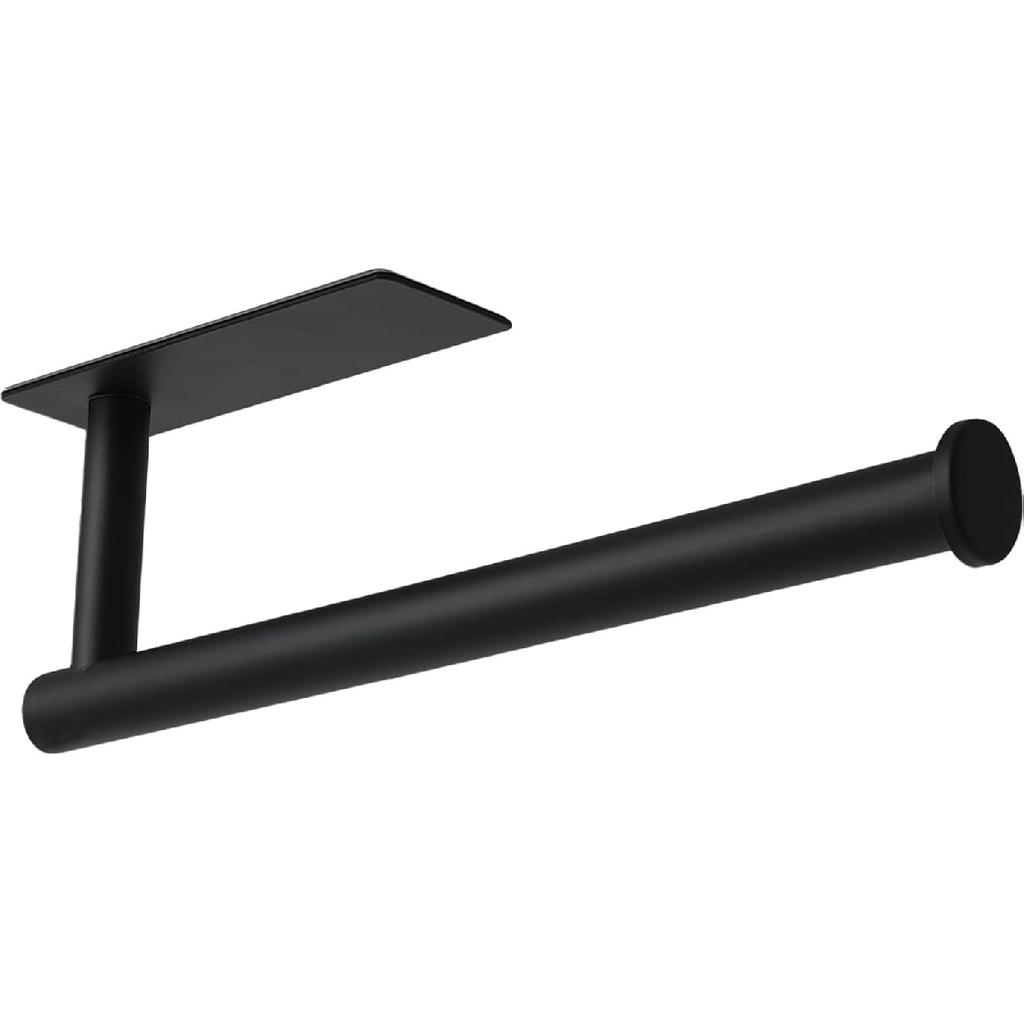 Theaoo Paper Towel Holder - Under Cabinet Paper Towel Holder for Kitchen, Adhesive Paper Towel Roll Rack for Bathroom Towel, Wall Mounted Matte Black