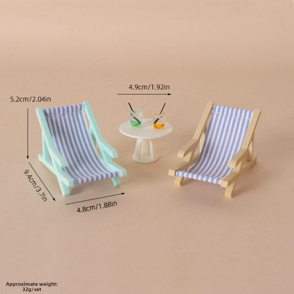 Plastic Dollhouse Miniature Beach Chair Mini Doll Furniture Chair For OB11 Doll