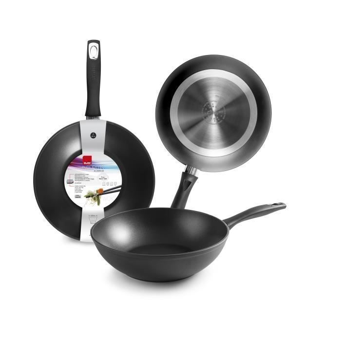 IBILI - Wok New Induplus, 28 Cm, Aluminium, Antiadhésif, Compatible Avec L’induction