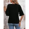 V-neck Double-layer Short Sleeve Loose T-shirt Women Casual Women's Solid Color Slim Fit Blouse Simple Fashion Elegant Tops Basic Clothing